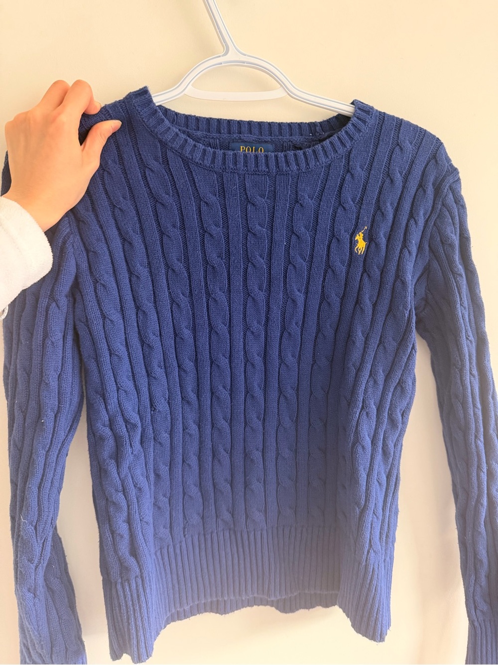 Polo by Ralph Lauren Blue Cable Knit Sweater with Yellow Pony